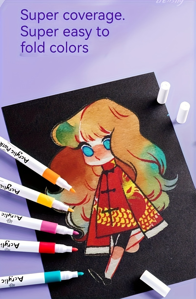 Acrylic Paint Markers for Adults, Fine Tip, Medium Point, Washable, Ambidextrous Plastic Body, Permanent, for Rock, Wood, Glass, Fabric, Ceramic, Stone Arts and Crafts, Professional Artistic Use, Ideal Birthday, Christmas, Easter Gift, for 14+