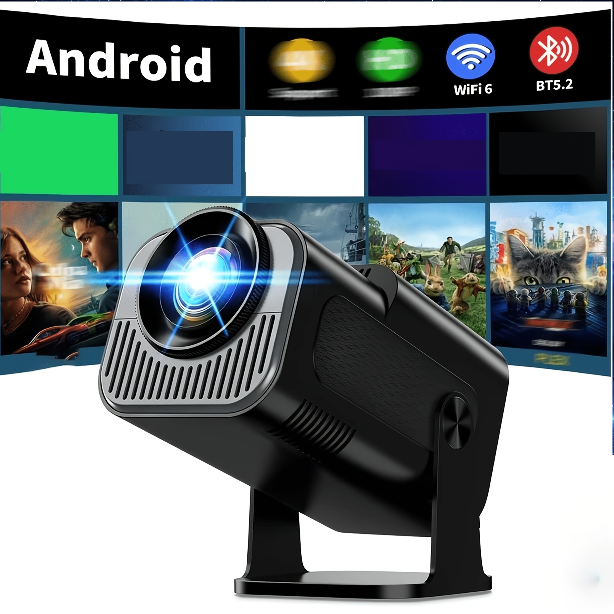 Image of Portable Full Hd Lcd Projector 11.0 Wifi6 Remote 180° Rotation Phone Laptop U Disk Connection Home Theater Outdoor Camping Projector