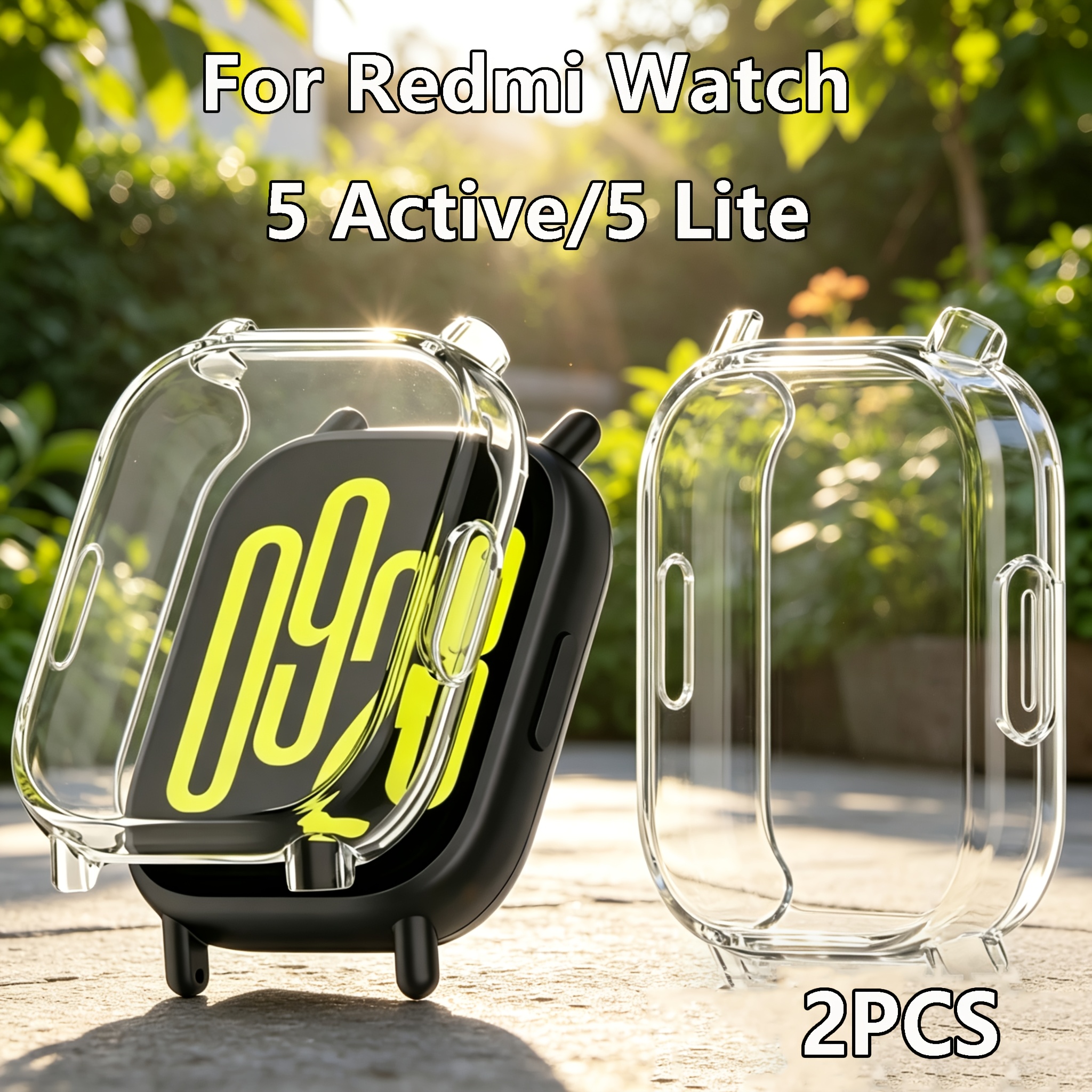 TEMU 2pcs Tpu Protective Case, Compatible With Redmi Watch 5 Active/5 Lite, Includes Screen Protector, Tpu Full Coverage Coated Watch Case