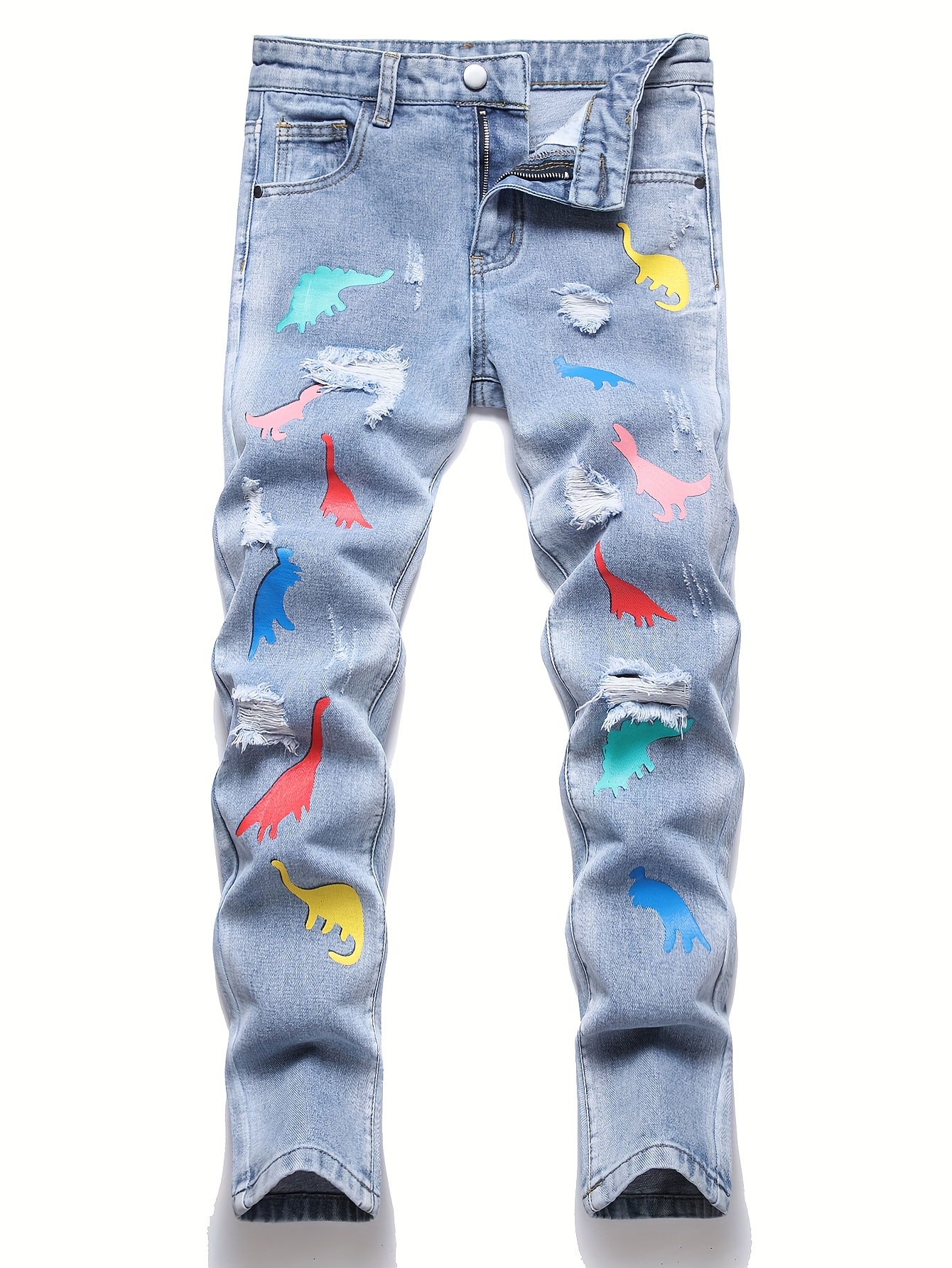 Kid's Skeleton Print Jeans, Denim Pants With Pockets, Boy's Novelty Clothes  For All Seasons