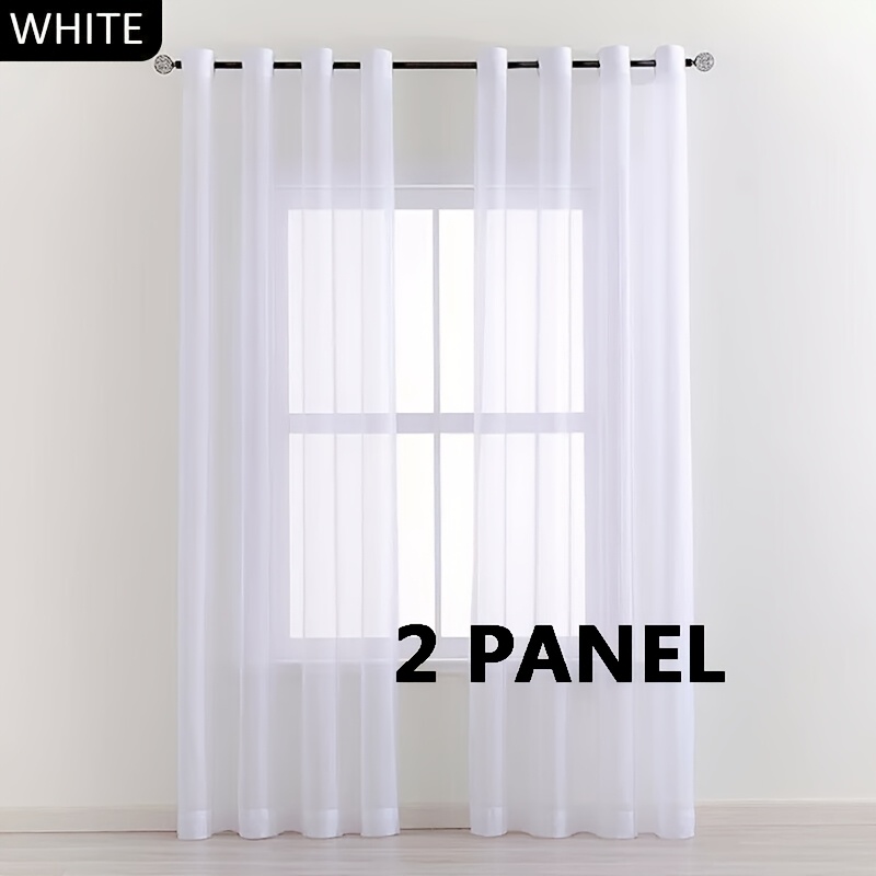 TEMU White Sheer Curtains Rod Pocket Window Sheer Voile Curtain Semi Transparent Grommet Curtains For Living Room And Bedroom 140cmx213cm