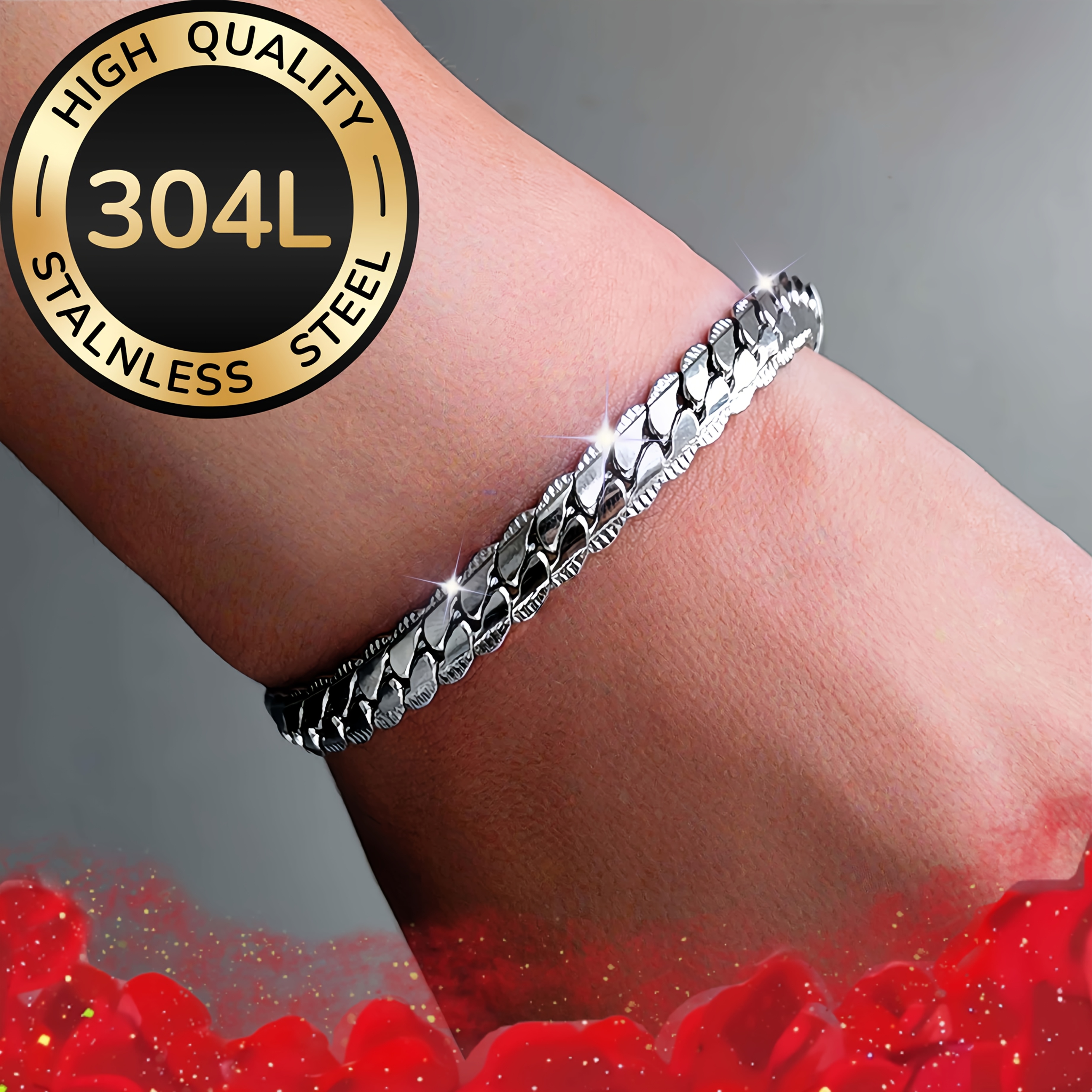 Women's NK Embossed Bracelet, Hip-hop K-POP Style