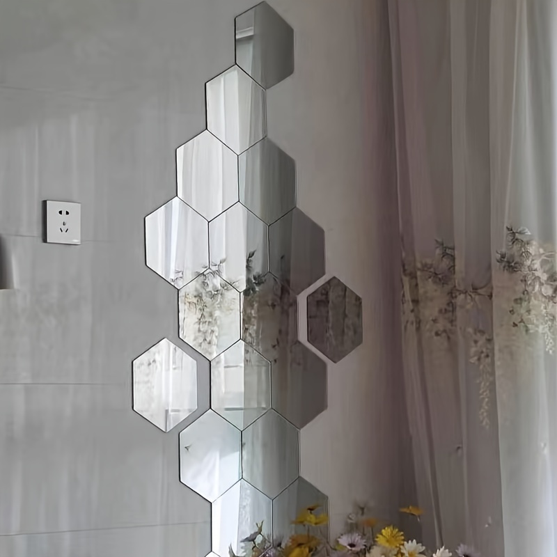 12 Uds. Adhesivo removible para pared de vinilo con espejo 3D, decoración  del hogar, arte DIY (46*40*23mm rojo) NikouMX Muebles