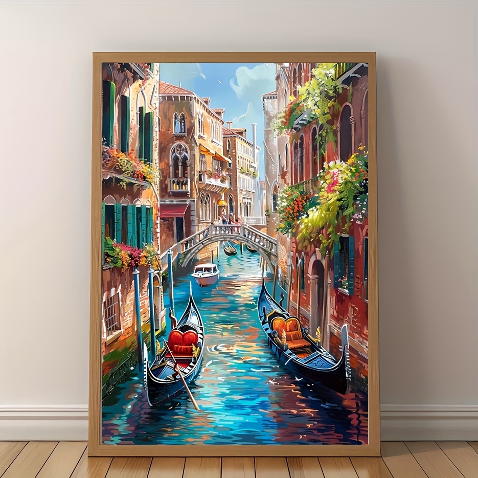 TEMU 1pezzo di Gondola del Grande di Stampa d' su Tela, Poster Vintage senza Cornice 30.48x40.64cm, Decorazione da Parete per Casa, Ufficio, Caff癡 -