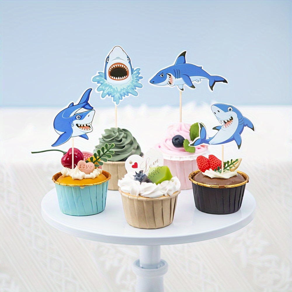 Shark Cupcake Toppers Shark Cake Picks Shark Cupcake - Temu Canada