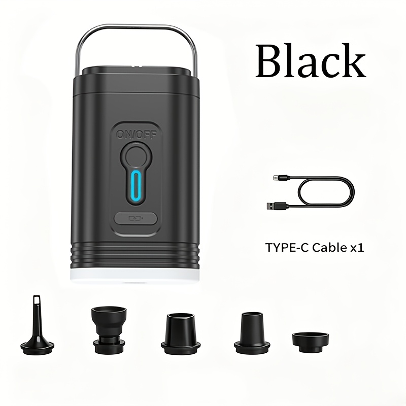 TEMU Pompe à air d'extérieur, gonfleur électrique multifonction, mini-pompe à double pour gonflage et dégonflage, rechargeable par USB, avec 5 buses