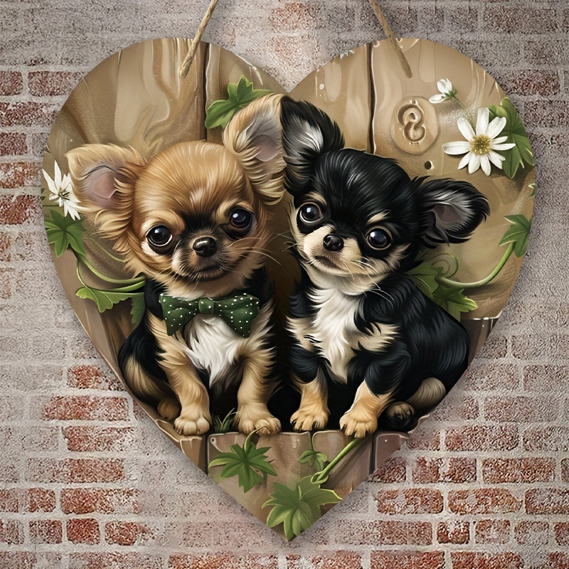 

Charming Chihuahua Heart-shaped Wooden Sign (8"x8") - Perfect For Home, Farmhouse & Door Decor