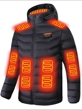 giacca riscaldante da impostazioni , 21 zone di riscaldamento, invernale con cappuccio per abbigliamento casual allaperto - , poliestere, , chiusura , pulsanti di , calore per lautunno e linverno, giacca riscaldante