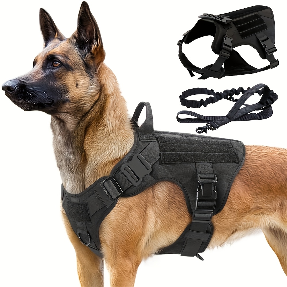 TEMU Tactical Dog Vest And Leash, Outdoor Combat Vest For Medium To Large Dogs, Tactical Vest For Dogs Used In Outdoor Activities, Without Battery