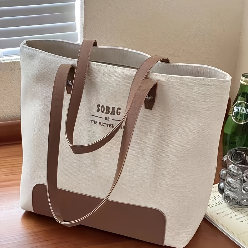 Korean-style Minimalist High-end Commuting Canvas Tote Bag, Artistic And Casual, Versatile For Students, Handheld Or Shoulder Carry