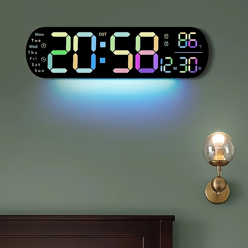 Relojes De Pared Pantalla Grande LED Mesa De Reloj Digital 5 Niveles Brillo  Temporizador Electrónico Fecha Día Escritorio Con Control Remoto De 27,6 €