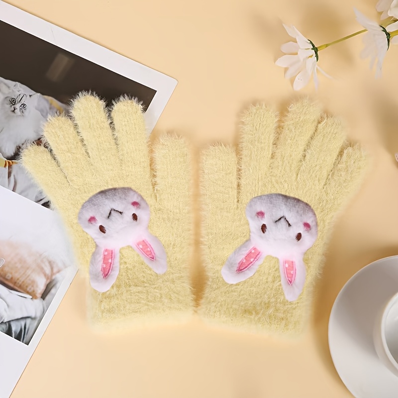 Cozy Bunny Pattern Gloves for Women, Perfect for Everyday Use