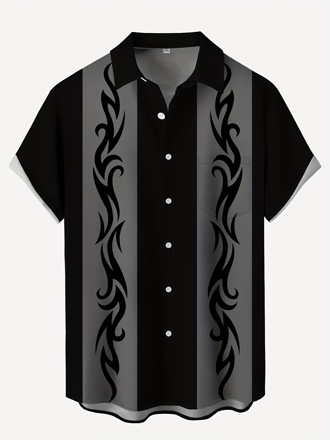 HANZUNPIN Plus Size Casual Lapel Short Sleeve Shirt, 3D Digital Print, Breathable and Comfortable, Polyester, Regular Fit, Button Closure, Woven, 120g/m², for Adult, All-season Travel