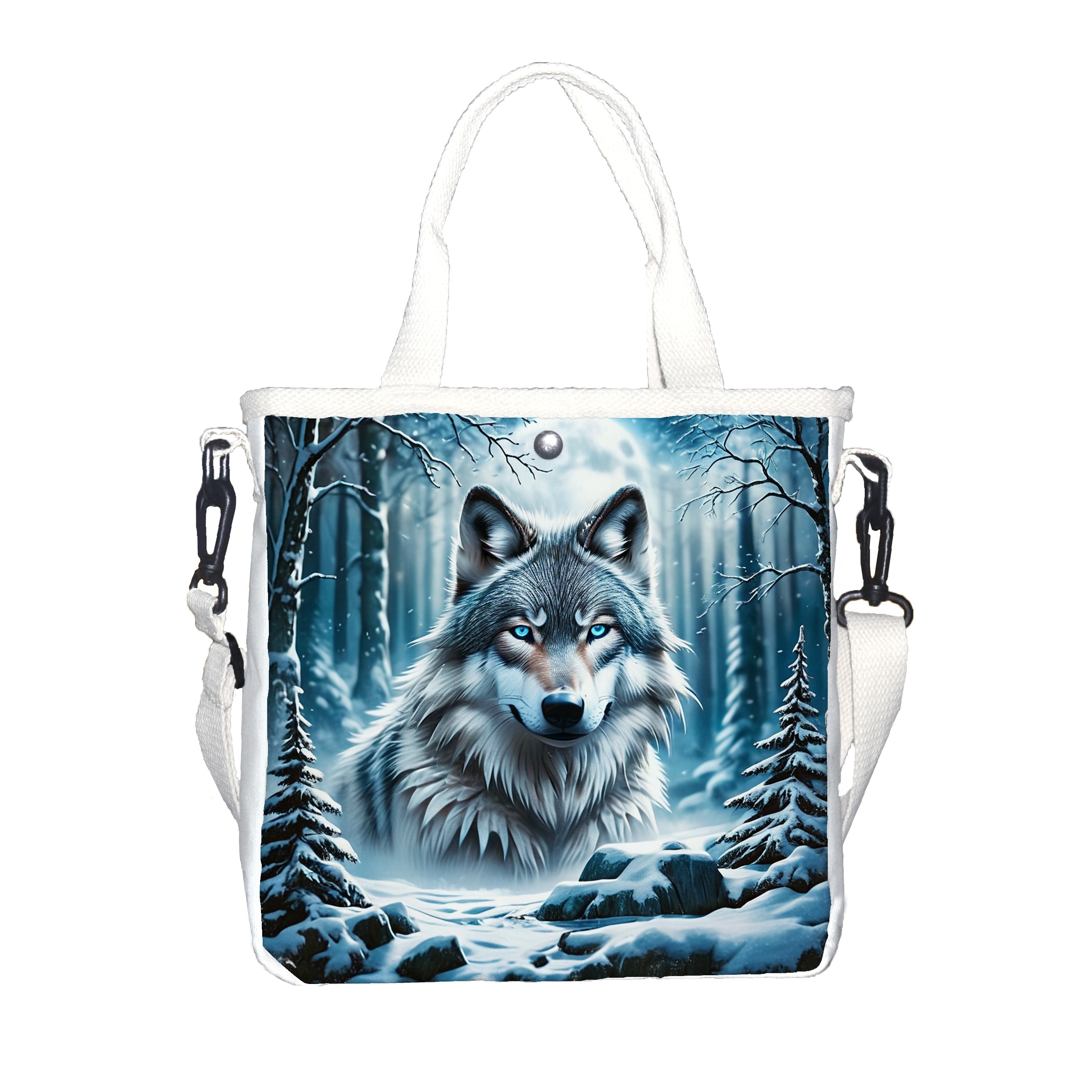 

Wolf Pattern Shoulder Bag With Zipper Closure And Double Handles, Fashionable Portable Crossbody Bag For And Daily Use