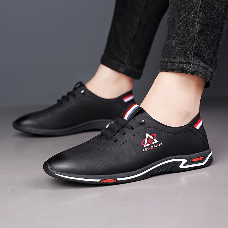 [Men's Breathable Sneakers] Men's Breathable Casual Sneakers - Trendy Slip- Shoes with Rubber Sole, PU Upper & Inner Lining, Round Toe, Low-Top Design for All Seasons, Brown, Allseason Shoes | Sporty Casual Shoes | Comfortable Lining