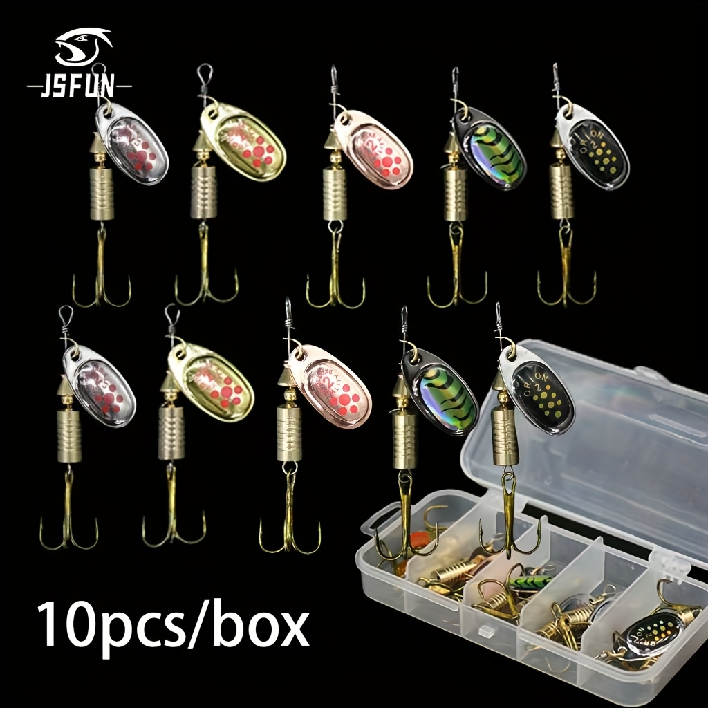 10pcs/box Multicolor Rotating Sequins Lure Set 7cm 7.2g Bionic Lure Metal Jig Lure Treble Hook Metal Sequins Lure Set