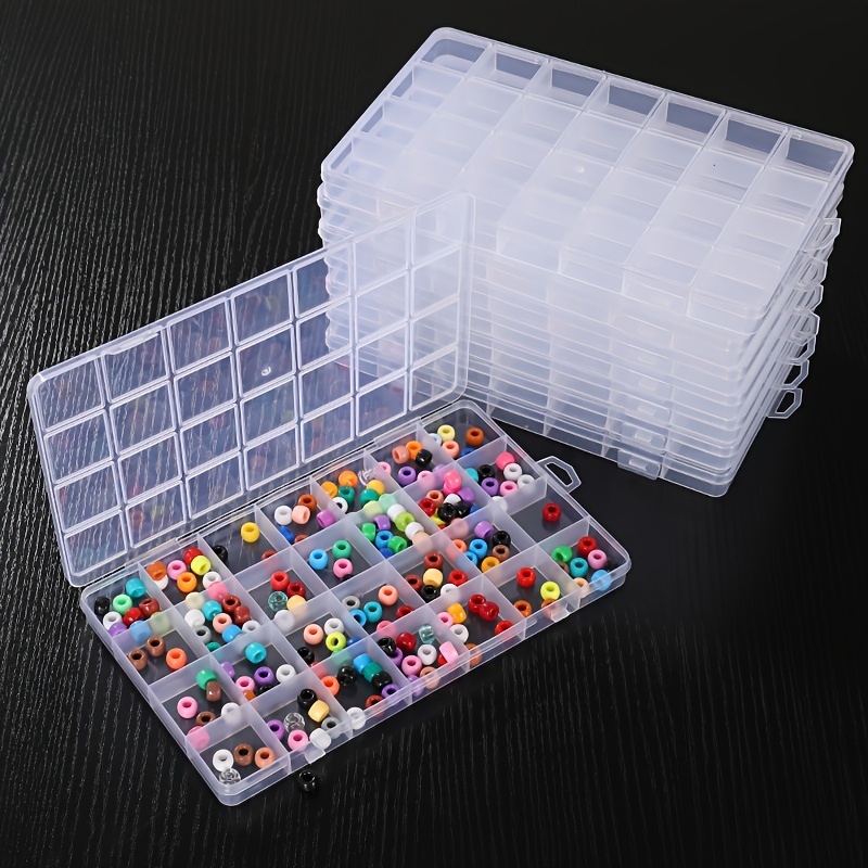 10 Compartment Organizer Clay Bead Container Jewelry Box Acrylic