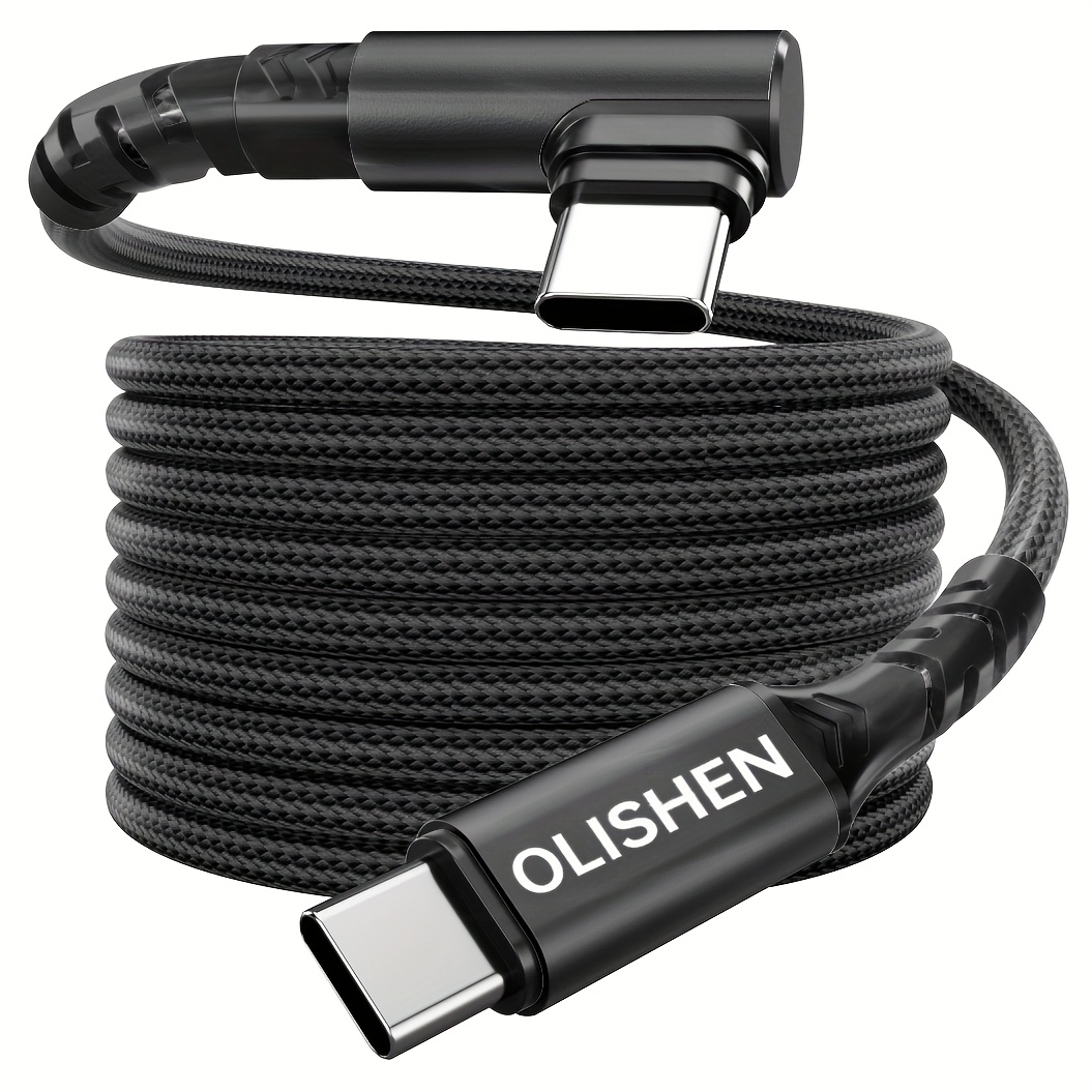 Image of Olishen Type-c To Type-c Cable 60w Charging Right Angle Usb C Cable Charger Cord For Iphone 15/16 Pro Max, For Ipad Pro, For Macbook, For Xiaomi Redmi Oppo And Other Devices