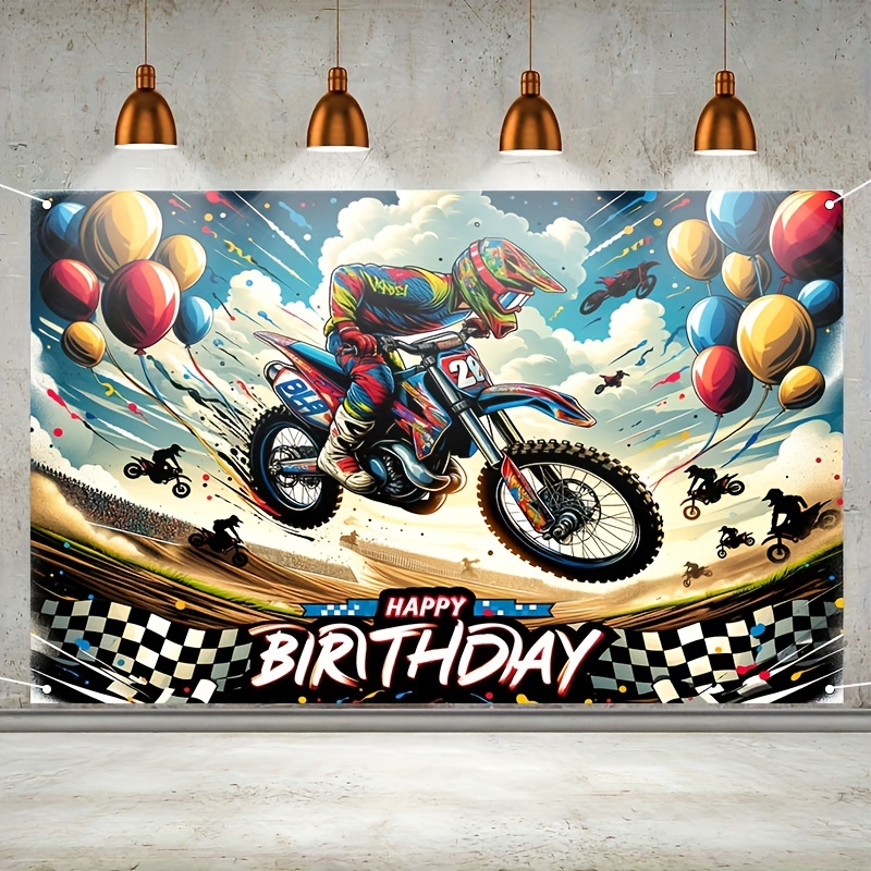Dirt Bike Party Decoration Motocross Birthday Party Supplies, Dirt Bike Party Decoration Motocross Birthday Party Supplies Dirt Bike Racing Birthday Banner Backdrop Banner Motocross Racing Banner Happy Birthday 9 thumbnail image