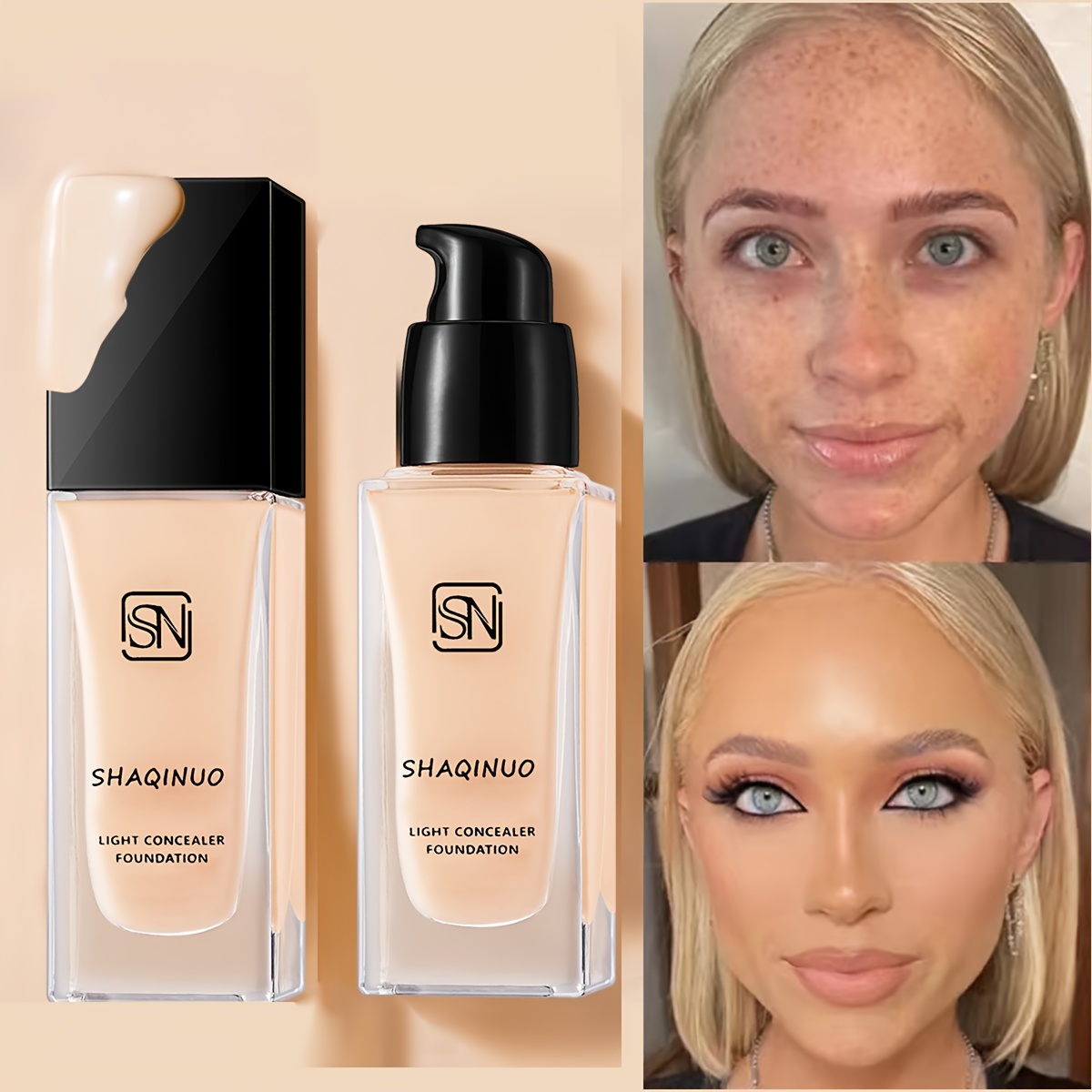 

Light Concealer Liquid Foundation, Long-lasting Waterproof Flawless Coverage, Natural Hydrating 3d Effect Makeup