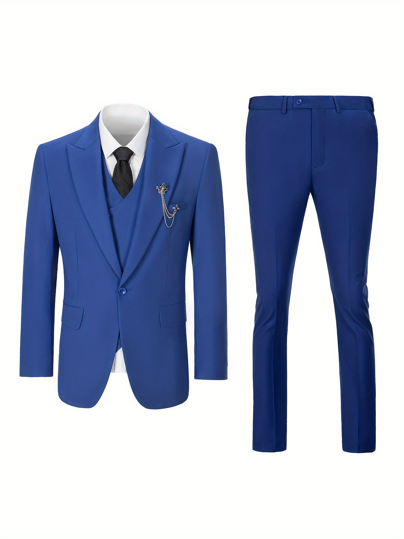 Men's 3pcs suit set Blazer vest pants combo One Button Peak Lapels Slim fit suits Modern tailored suit sets Festive Suit Set for Men Business Suits for Social Events Wedding-Ready Men's Suits for Evening Parties Size XS-XXXL