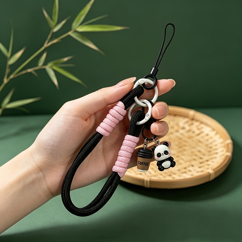 TEMU 1pc Cute Cup Pendant Phone Wrist Strap, Sweet Cool Contrast Weave Anti-loss Phone Lanyard, Universal Phone Case Strap, Thickened Wear-resistant