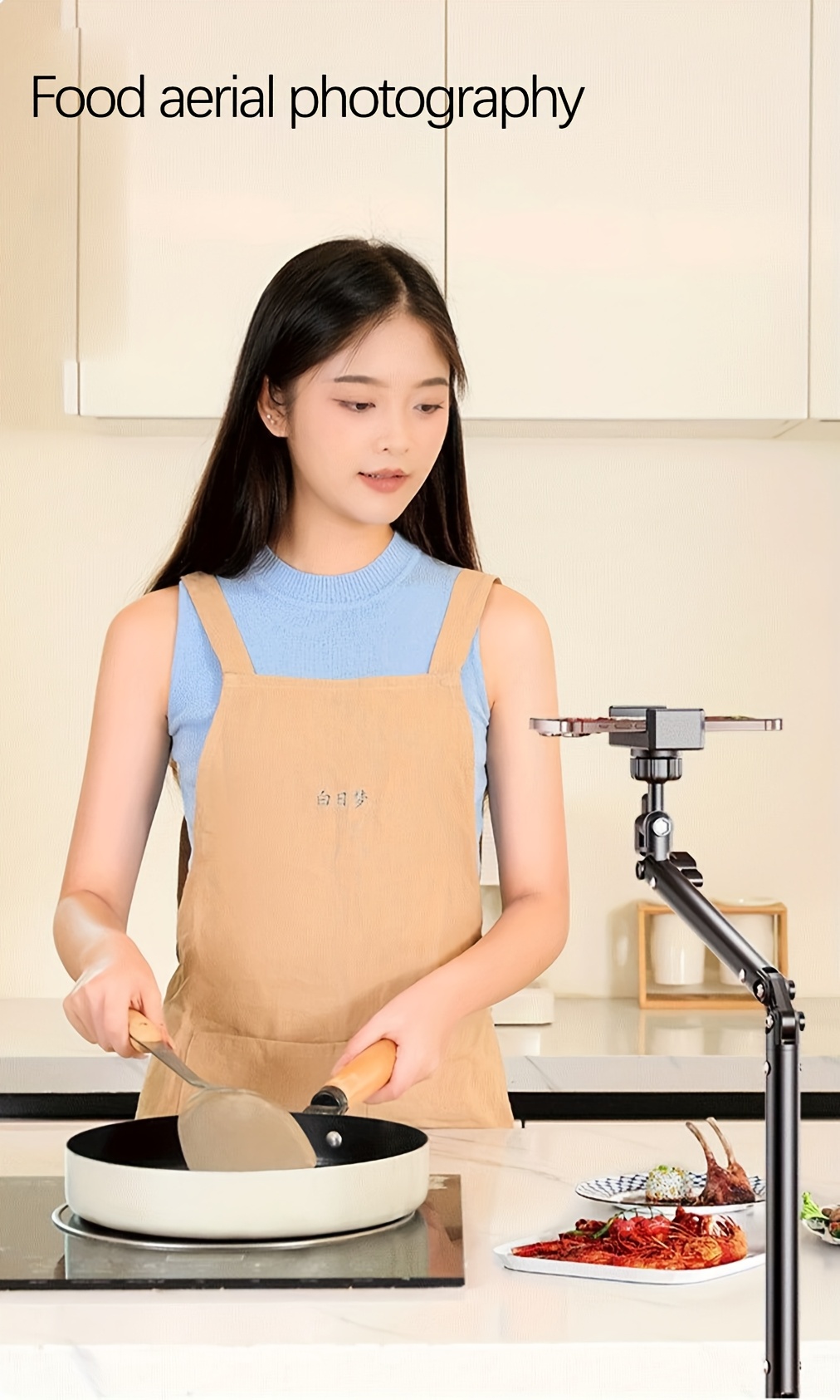 Professional Heavy-Duty Alloy Construction Large Camera Crane Tripod Stand with Telescopic Arm - Heavy/Long Camera Lift, Adjustable Height (170.0cm to 210.01cm), Pan/Tilt Head for Live Streaming, YouTube, Cooking Videos, Product Shoots - Sturdy Base for DSLR/Camcorders/Action Cameras - Compatible with Smartphones/Tablets - Ideal for Content Creators, Mobile Tripod Stand