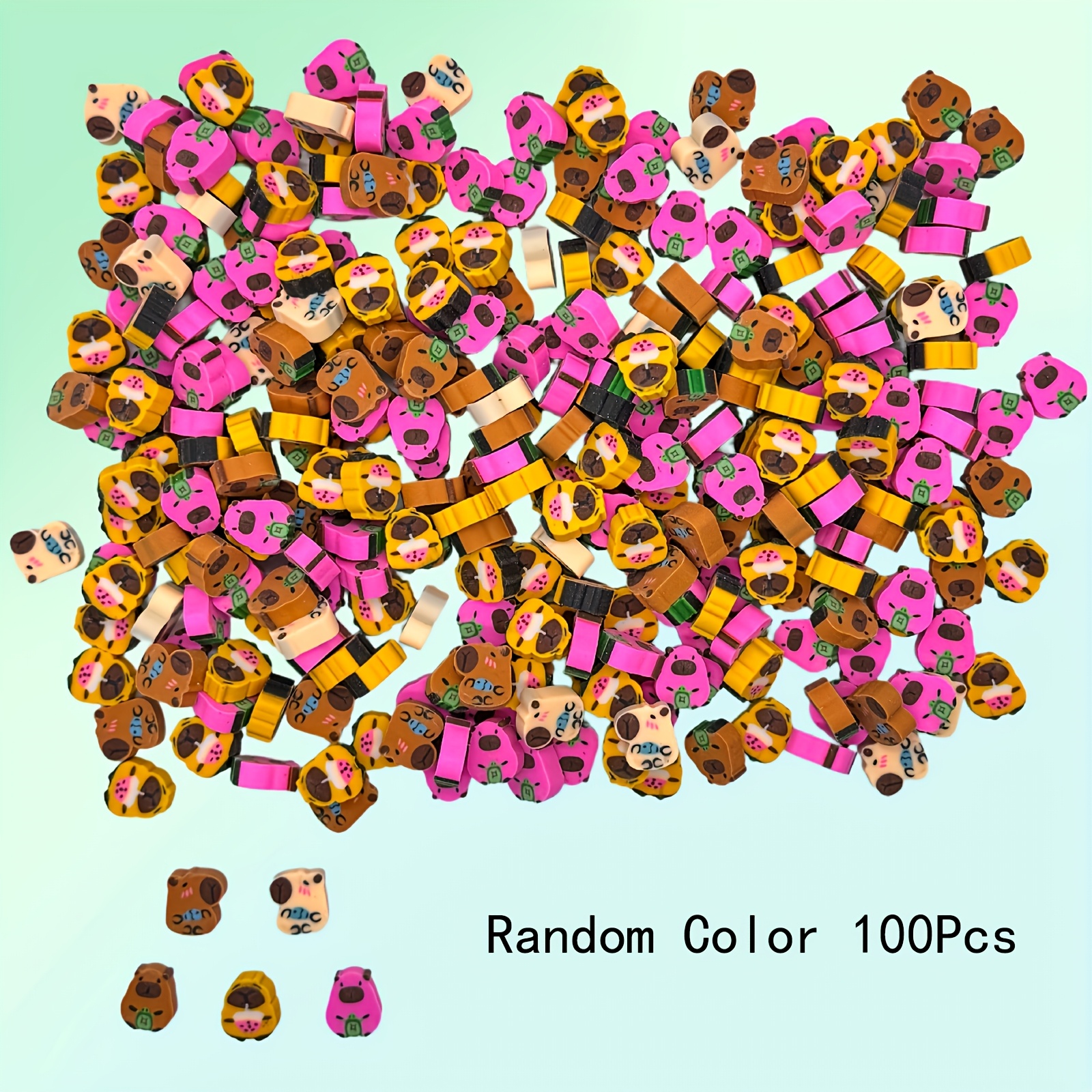 Image of 100pcs Random Capybara Erasers Little Animal Erasers Novelty Animal Pencil Erasers For Classroom Work Rewards Gift Rewards Gift