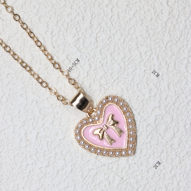 Heart Bow Necklace, Elegant Gift for Her