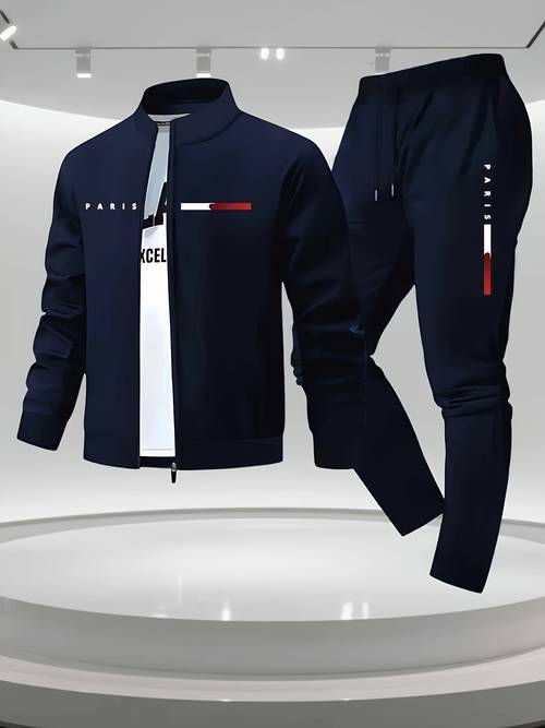 herren-set, 2-teilig: modische freizeit-strickjacke mit reißverschluss hose mit , reguläre passform, leicht dehnbarer stoff, pflegeleicht
