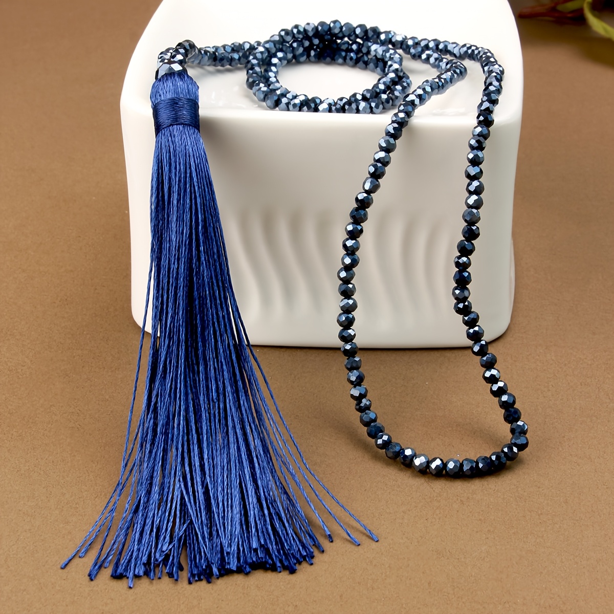 TEMU Collar largo con colgante bohemio vintage de tinta azul y , para vacaciones , Día de la y regalos de San Valentín: la opción ideal para regalar