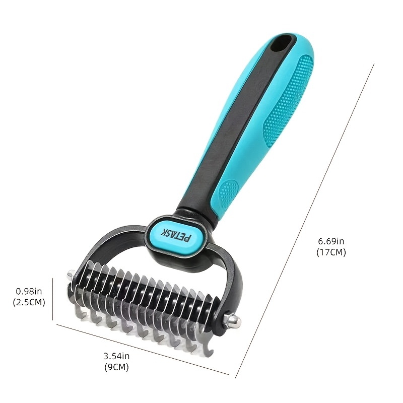 Image of Pet Detangling Grooming Comb, Double-sided Blade Rake, Multi-functional Hair Comb For Dogs And Cats, Removes Loose Fur, Stainless Steel Comb