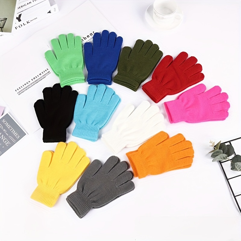 

1 Pair Unisex Acrylic Knit Gloves - Stretchable Casual Full Finger Warmers With Solid Color, Breathable Sweat-absorbent, Comfortable Outdoor Sports Gear, Hand Washable