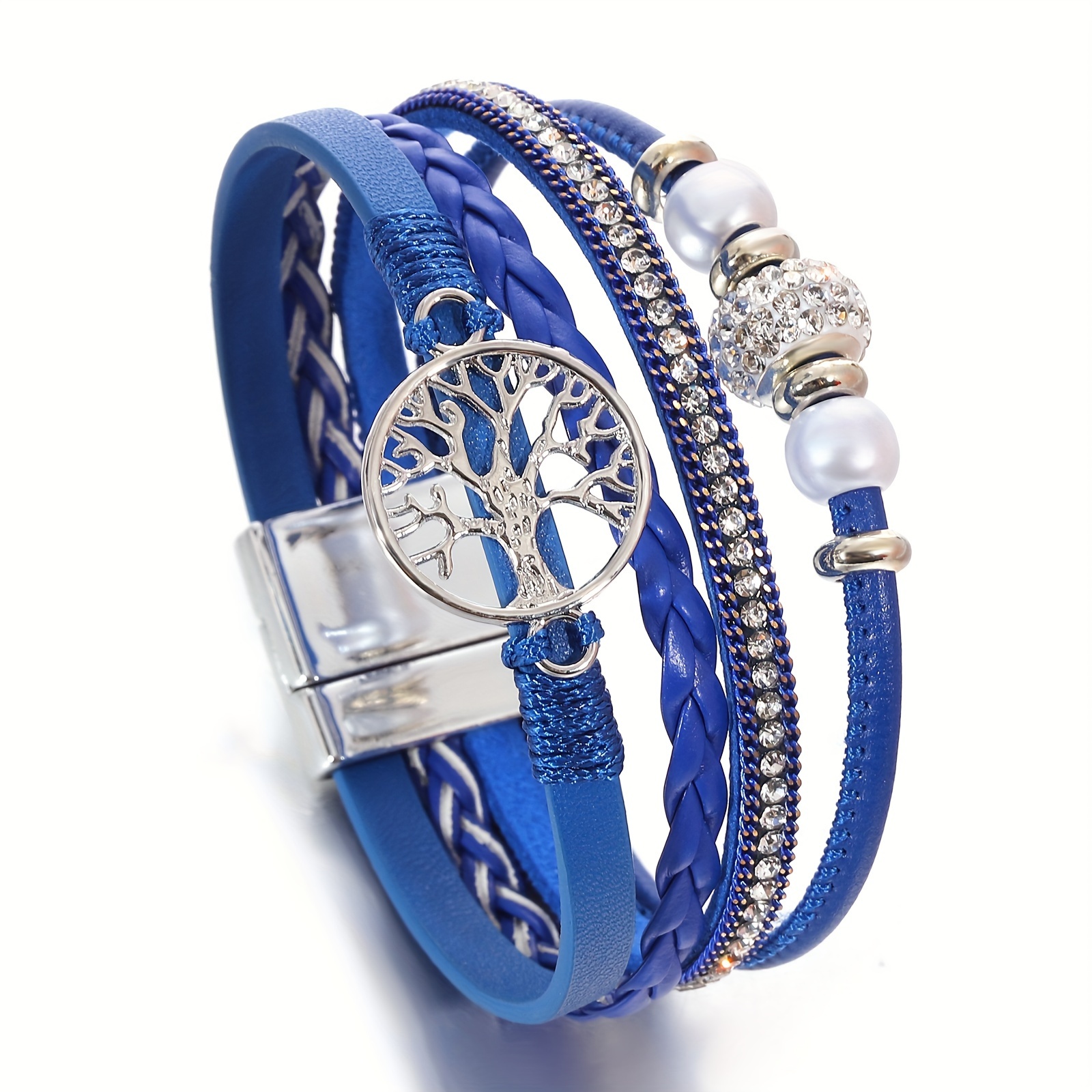 TEMU 1pc Colorful Braided Artificial Wrap Bracelets With Alloy Metal Tree Of , Gifts For For Friendship Jewelry, Parties And Daily Wear Bohemian