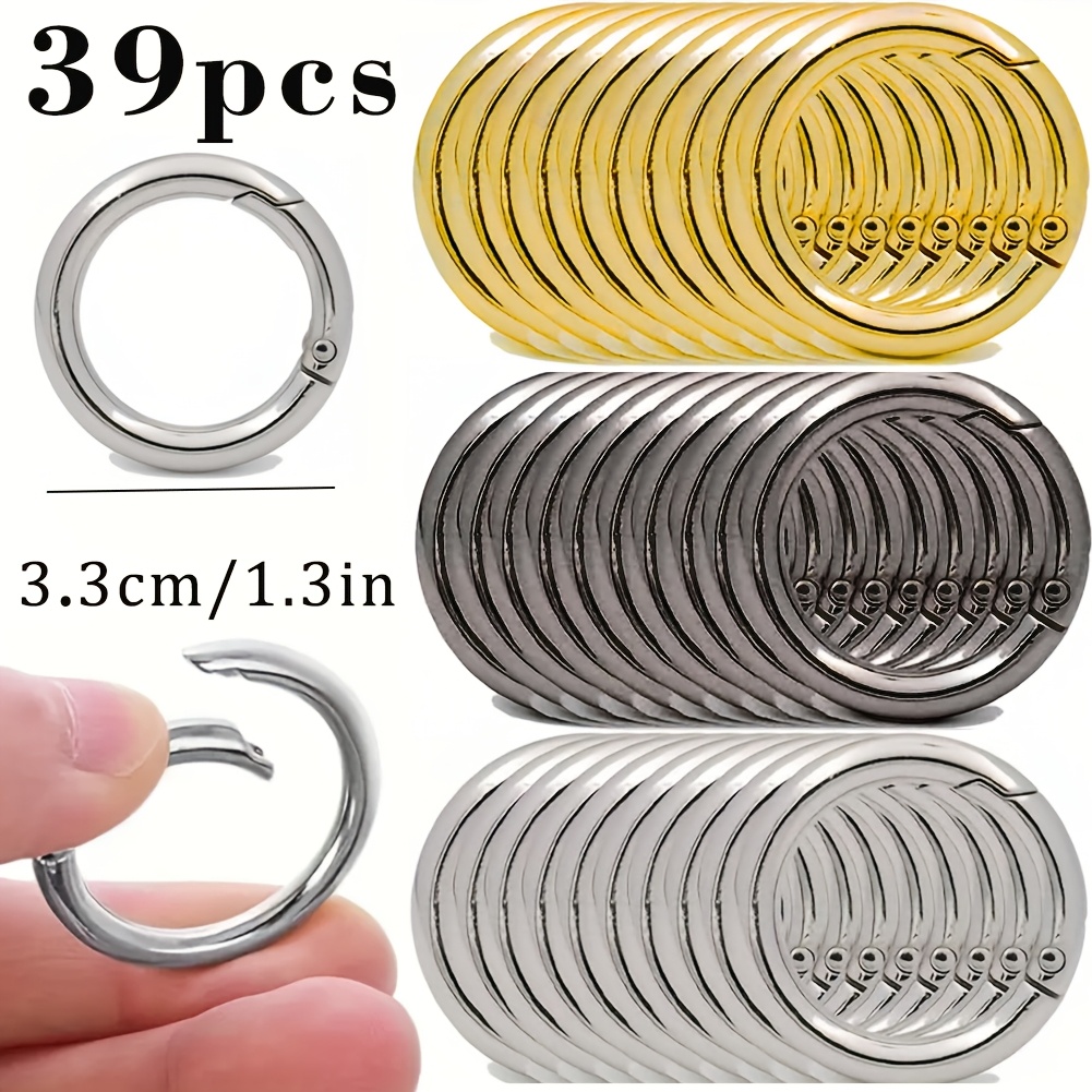 TEMU 39/37pcs Set Open-end Spring O-ring Keyring Set – Heavy-duty Metal Snap Hook, Suitable For Diy Bag Charms And Wallet Making, Durable Dog Leash