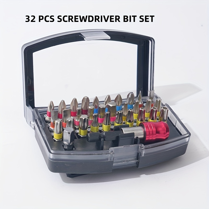 

32pcs Screwdriver Bit Set, & Rod, S2 Steel, , , Hex, , -locking For , Appliances, Woodworking, Mechanical, & Diy