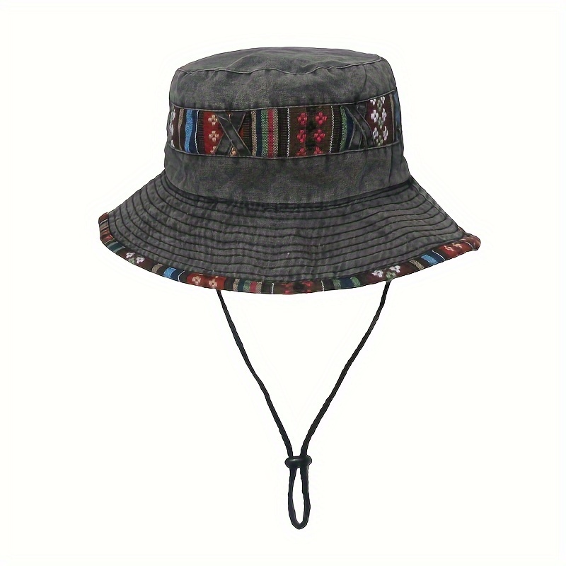 Retro Cool Versatile Boho Style Bucket Hat Strap Outdoor - Temu