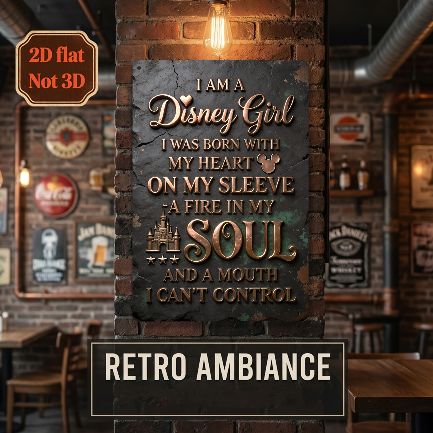 TEMU 2d Flat, 1pc On My Sleeve A Fire In Theme Retro Sign, Suitable For Bars, Cafes, Garage Decorations, Home Decor, And Garden Fences. Perfect For