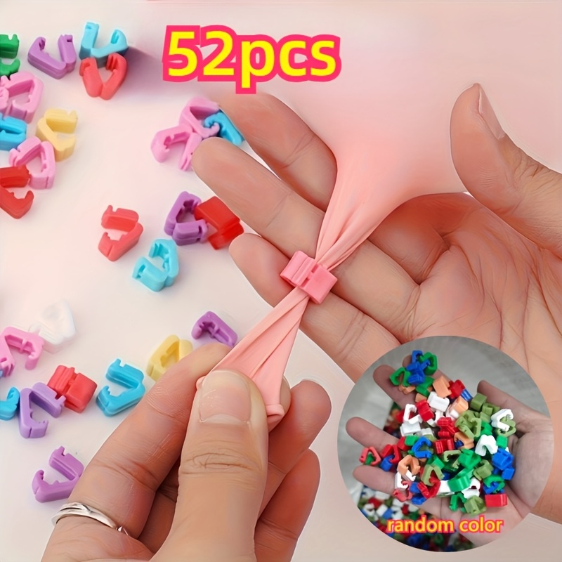 TEMU Set da 52 clip di chiusura riutilizzabili per palloncini in plastica con design ad annodatura rapida chiusura veloce e sicura, per matrimoni,