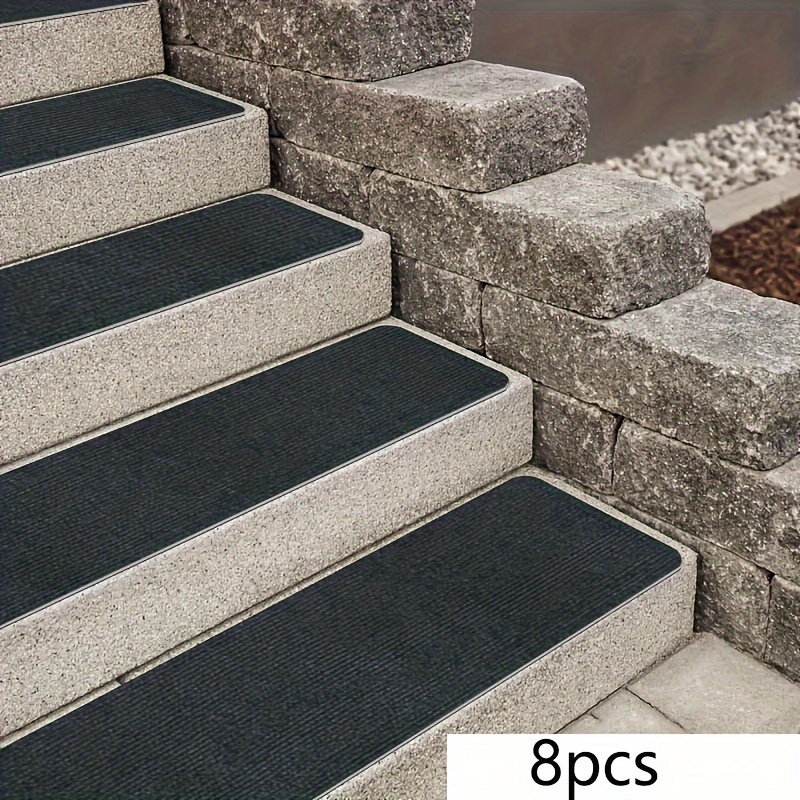 4/8pcs Stair Treads, Non-slip Outdoor Stair Mat, 7.8 X 29.9inch (20cm X 76cm) 4mm Anti Slip, Non Skid Heavy Duty Stair Treads Mat Adhesive Step Stripes For Staircase, Skateborad And Deck