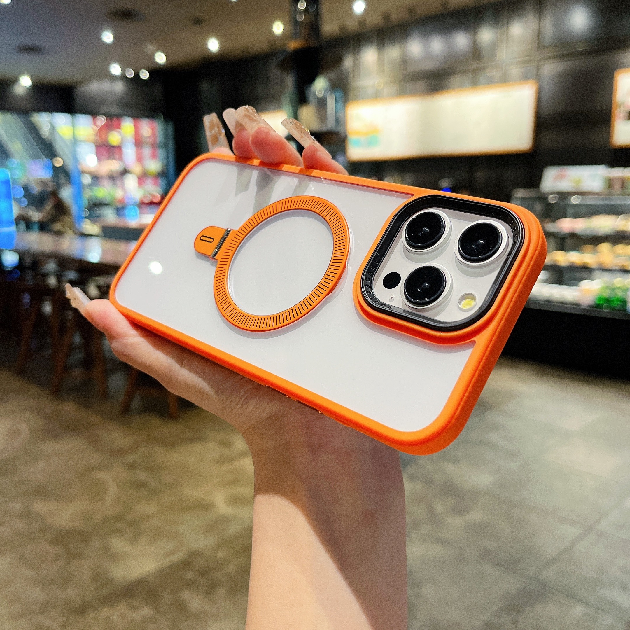 Suitable For Case For 16promax 16pro 16Plus 16 Transparent HD Shockproof Protective Magnetic Cell Phone Cover, Foldable Phone Holder On The Back_voghion.com