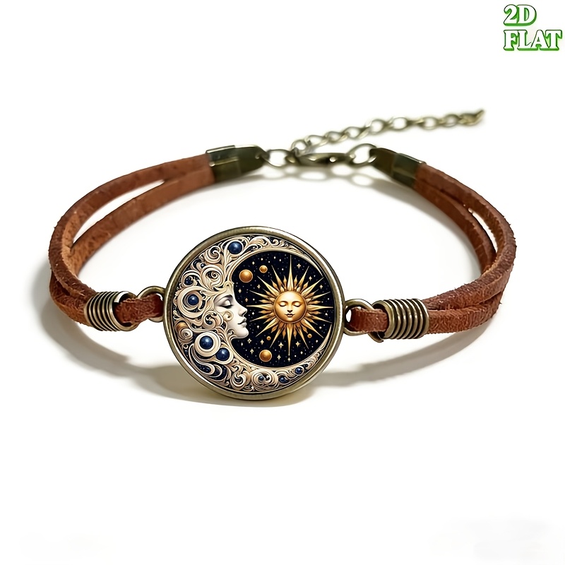 TEMU Pulsera 2D - Pulsera 2D Sol y Vidrio, para Pulsera de , Tamaño Ajustable para Hombres y Mujeres, También un Regalo Atento para y Familiares en