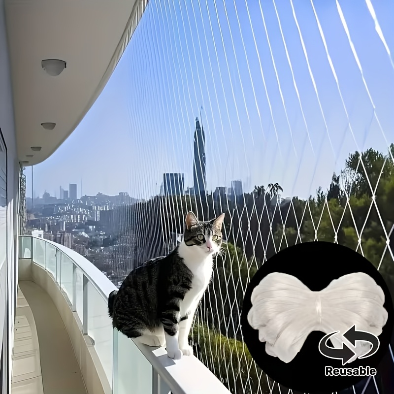 Balcony Transparent Net, Cat Enclosure, Anti-fall Net, With 20 Fixed Plastic Buckles, Suitable For Windows, , Indoor/outdoor Cats, Bird Nets, And Can Be Used As Vegetable And Fruit Protective Net