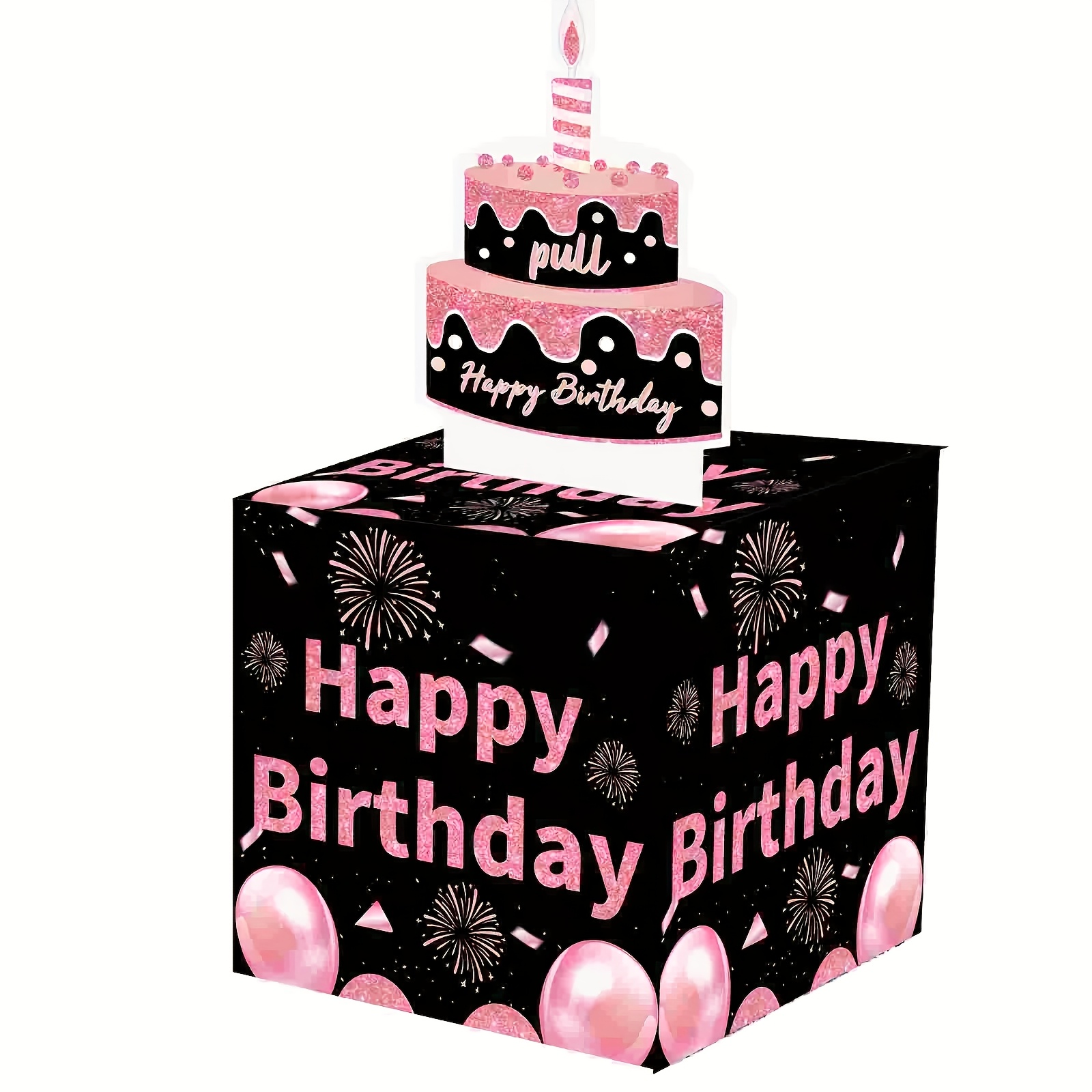 Image of Black And Cash Gift Box, Box Gift, Cash Birthday Wallet With Pull-out Card Set, Fun Birthday Gift For Family Daughter, Black And Golden Pink Birthday Gift For Decoration