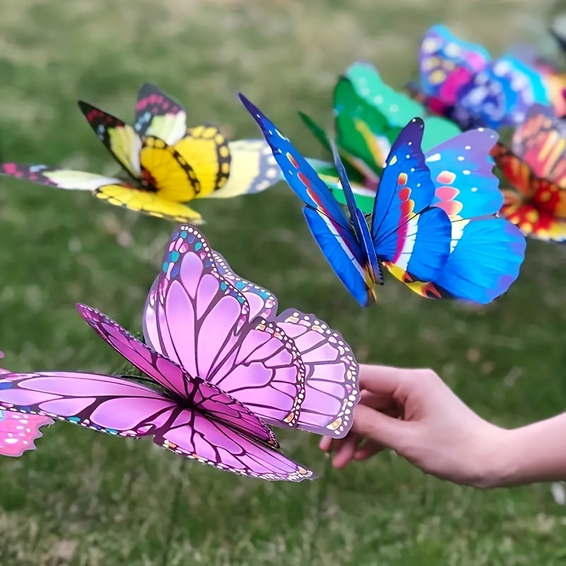 

5pcs Art Deco Butterfly Garden Stakes - Waterproof Animal Theme Decorative Yard Ornaments For Indoor/outdoor Use, Ideal For Wedding And Home Decoration - No Electricity Or Battery Required