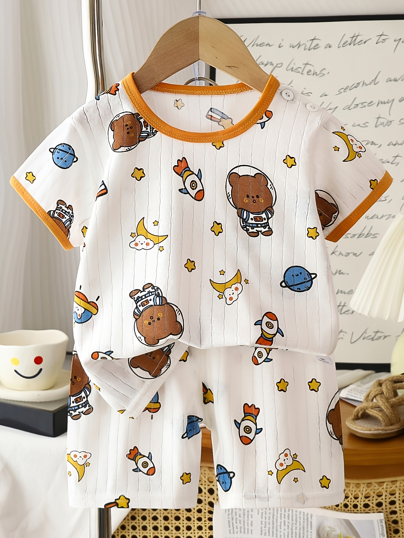 item picture boys summer set cartoon   print short sleeve shorts suitable for   casual wear air conditioner outfit 2pcs set