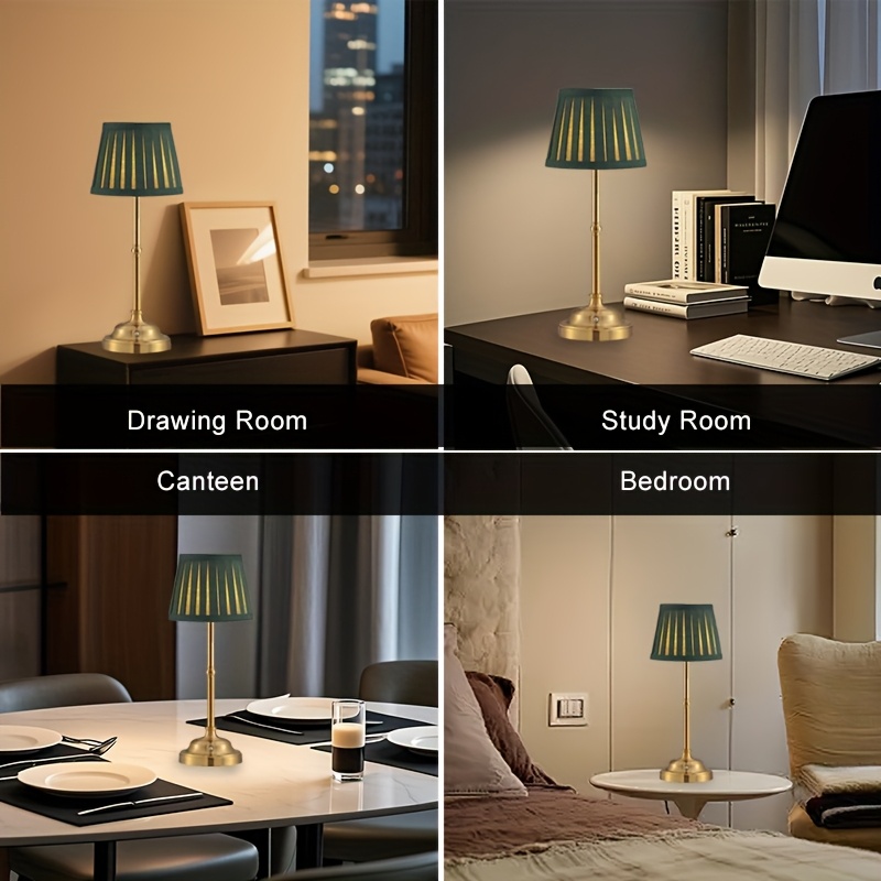 1PC Cordless Modern Retro Rechargeable Dimmable LED Desk Lamp, Touch Dimmable, Camping Lamp, Bedside Night Light, Restaurant Ambient Table Lamp