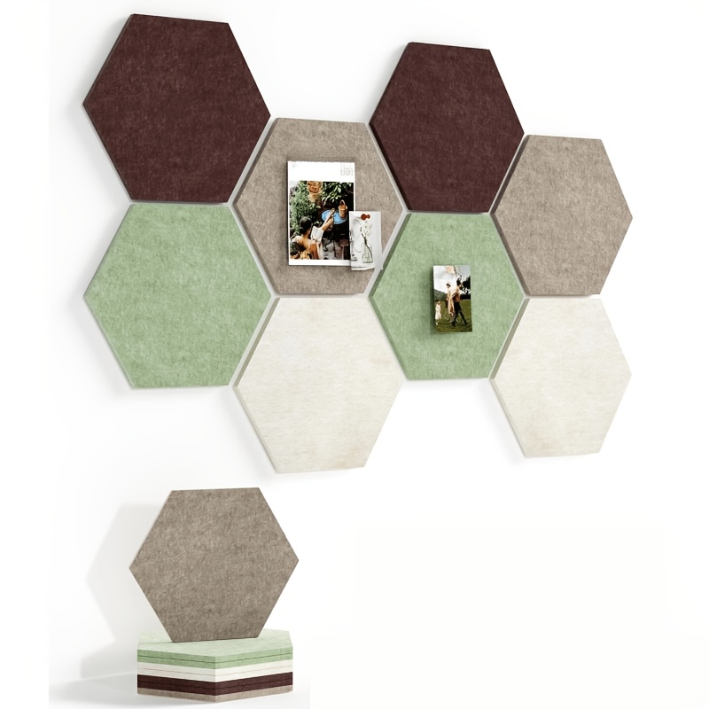 TEMU 8p Free Hexagonal Combination Felt Pin Board, Self-adhesive Cork Board Tiles For Home, Office Wall, School Classroom Information Photo Display,