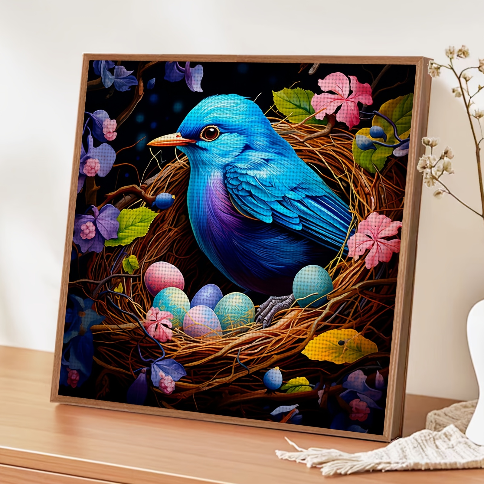 Frameless 11CT/14CT Printed Cross Stitch DIY Kit, Blue Bird Design