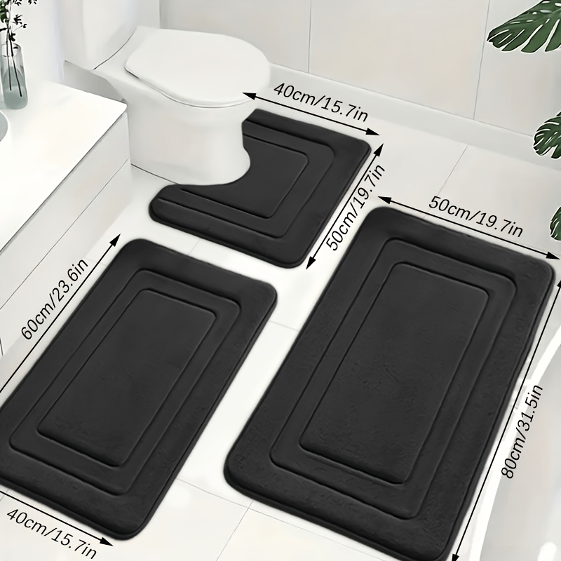 TEMU 3pcs (package) Hejiifu Memory Foam Suitable For Bathroom, Non-slip Coral Floor -, Thick Soft Machine Washable Suitable For Shower, Kitchen,